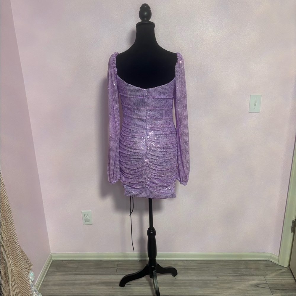 Source Unknown Lavender Sequin Ruched Sweetheart … - image 2